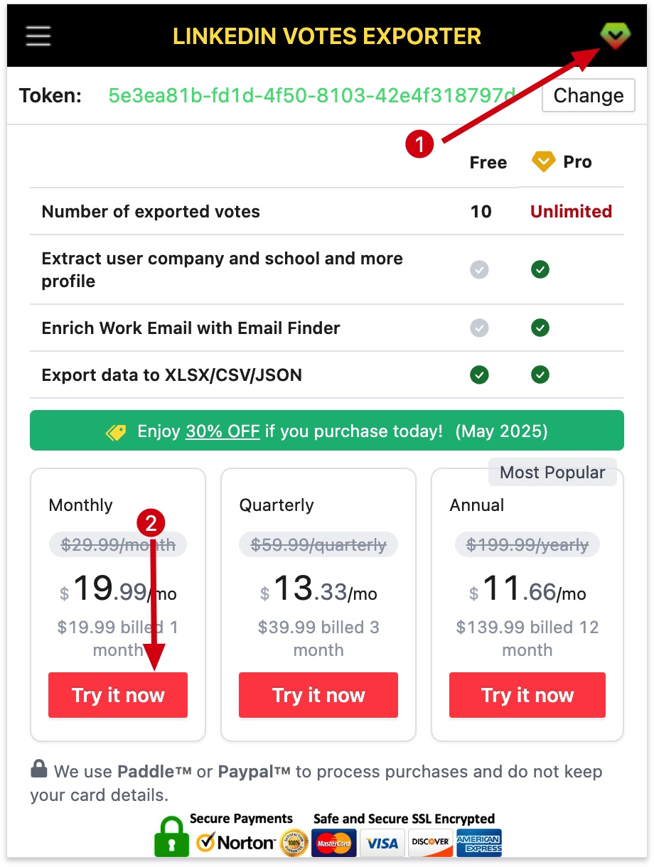 LinkedIn Poll Votes Export chrome extension subscribe pro